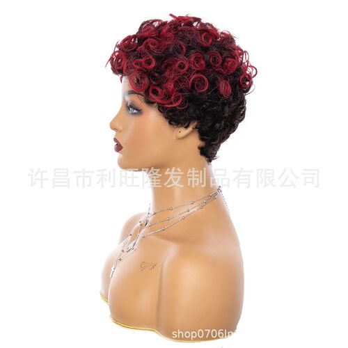 非洲短款小卷发真人发机制假发头套short curly human hair wigs
