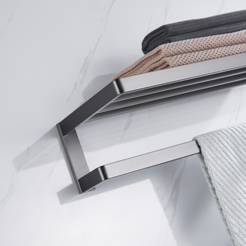 德国高端浴室毛巾架304不锈钢枪灰色卫生间浴巾架置物架子50/60cm