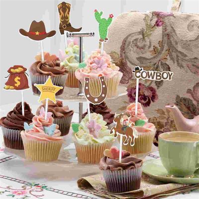 速发Amosfun 72PCS Cowboy Theme Cupcake Toppers Western Style