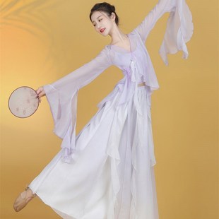 身韵纱衣练功服表演服仙气艺考演出服 古风水袖 新款 古典舞蹈服套装