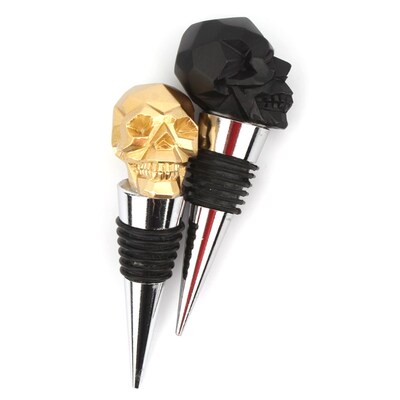 Halloween Skull Champagne Red Wine Bottle Stopper Upside Dow