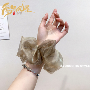 日系纯色大号网纱大肠发圈网红优雅扎马尾头绳女猪肠发绳夏天