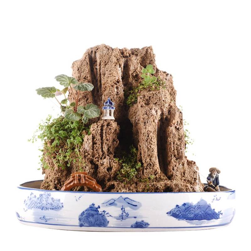 微景观庭院吸水石底座盆配饰观赏石家庭中小型。造景石摆件鱼池