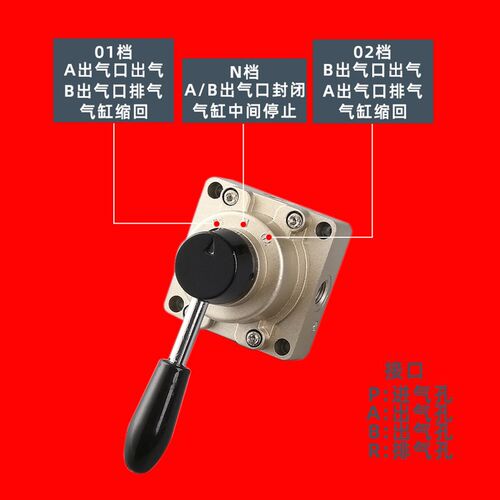 气动手转b阀三位四通手动阀气缸控制开关手扳阀HV-02 HV200-02D 0