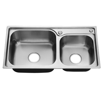 304不锈钢水槽双槽 水池厨房洗菜盆一体成型水槽套装7843