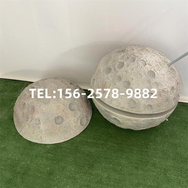 玻璃钢月球星球圆球雕塑定制商场美陈装饰模型摆件户外不锈钢星球