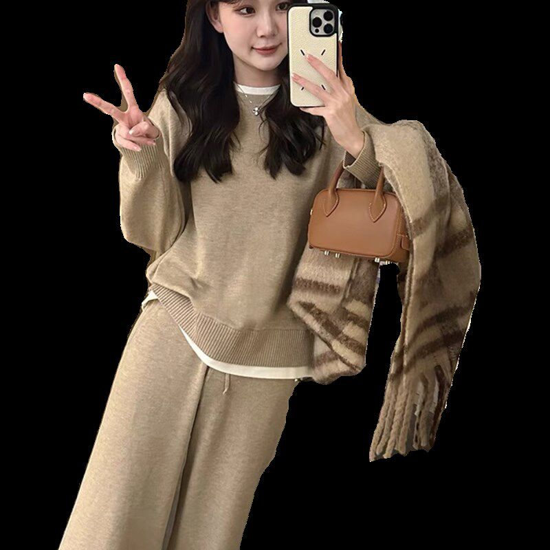 2023秋冬季哺乳衣外出辣妈款产后喂奶衣服休闲时尚针织哺乳衣套装