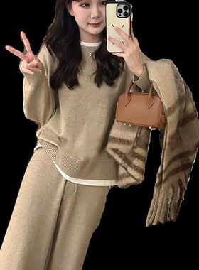 2023秋冬季哺乳衣外出辣妈款产后喂奶衣服休闲时尚针织哺乳衣套装