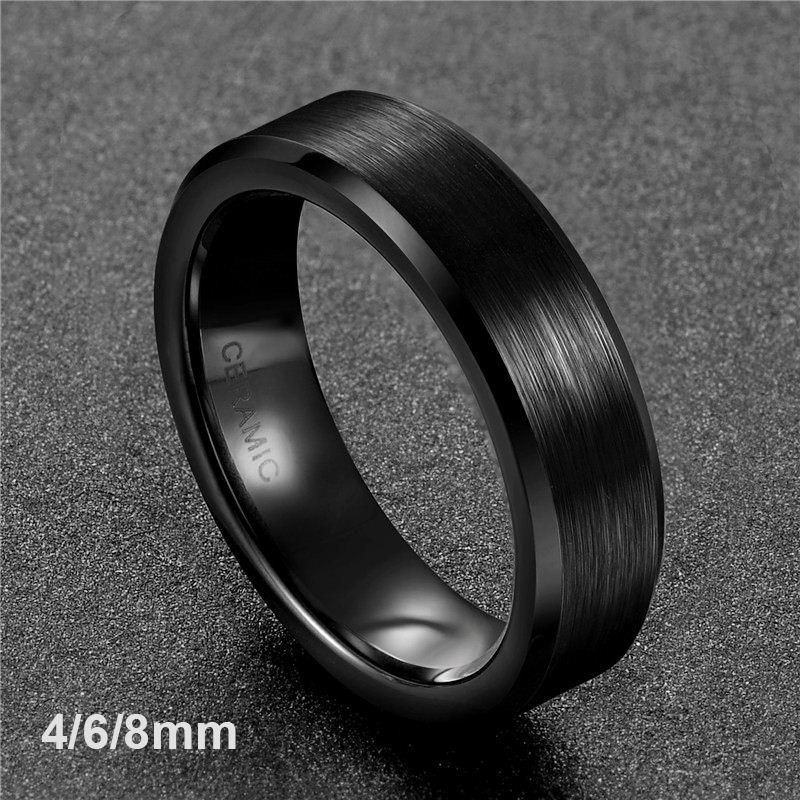 速发Somen Rings Men Black tungsten steel Brushed 8mm/6mm/4mm