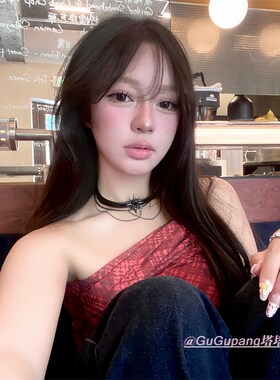 芒星黑色皮革项圈y2k辣妹朋克亚文化颈链小众设计choker潮酷项链