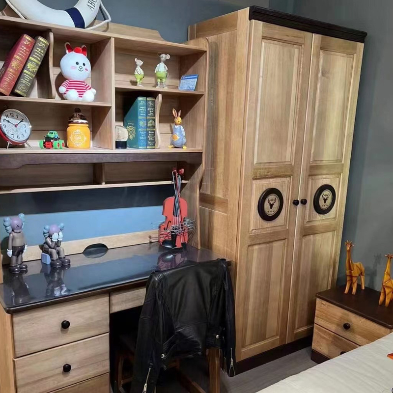 全实木环保木蜡油j美式成人两三四门实木儿童家用卧室简易儿童衣