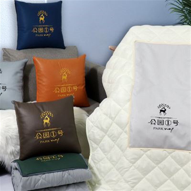 新款定制科技布抱枕头被子两用订做企业礼品刺绣logo广告靠枕皮质