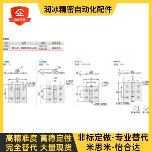 HFM86-HFB21-50-65-75-100不锈钢重载型蝶形铰链加厚合页HFR20-64