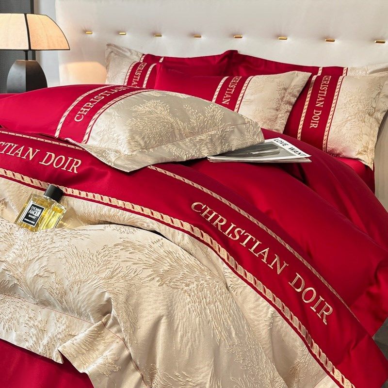 婚庆四件套大红色新婚床单被套结婚床上用品婚房陪嫁喜被,床上用品,婚庆床品套件,淘宝优惠券,粉丝福利购,淘宝优惠卷