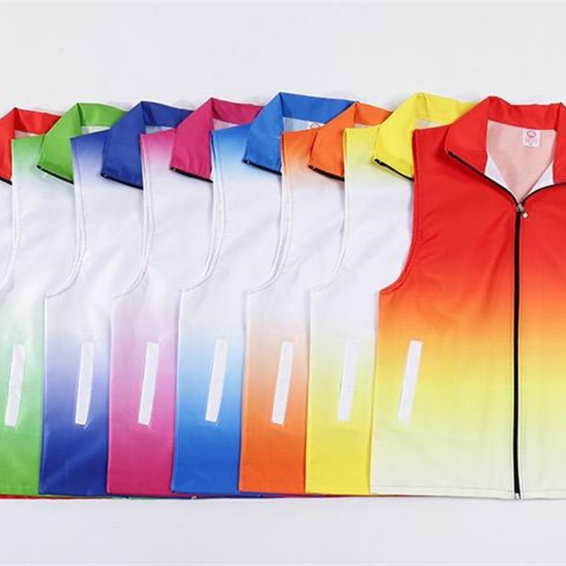 渐变色工作服马甲定制logo广告衫志愿者义工背心印字宣传服装印字