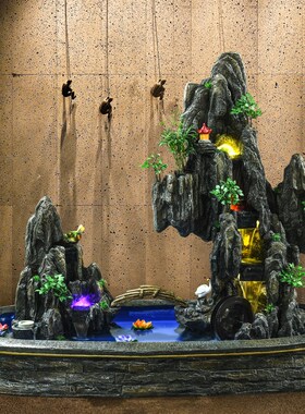 假山鱼池造景瀑布鱼缸水景装饰流水喷泉庭院落地山水景观室内现货