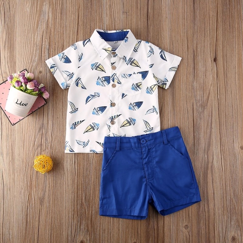 推荐new For Baby Clothes Boy Shirt Shorts 2pcs Kids Boys Chi