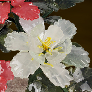 绿物假花花瓶插花 推荐 现代简约景泰蓝玉石盆景摆件客厅桌面新中式