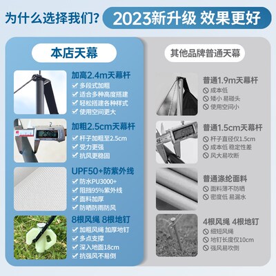 帐篷户外露营折叠便捷式黑胶天幕一体自动防晒雨野外野营装备全套