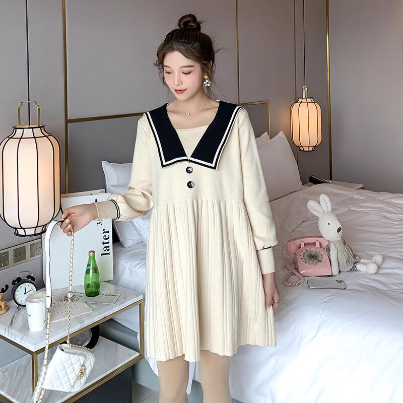 哺乳洋装春秋装外出辣妈款产后显瘦时尚外出哺乳衣服冬季打底衫