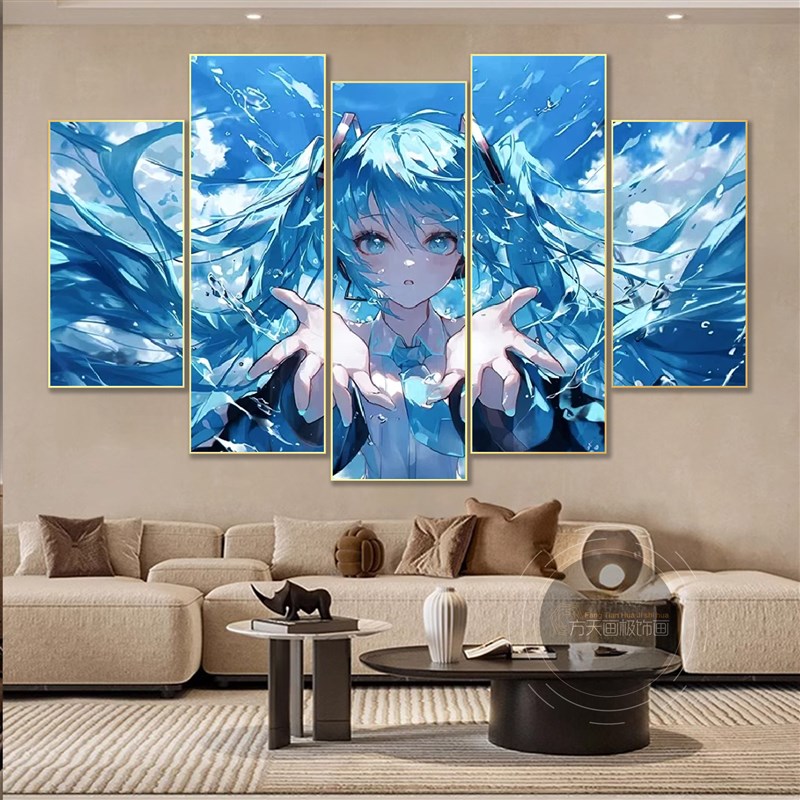 初音未来电竞房间装饰画男生电脑房卧室客厅挂画动漫海报定制壁画