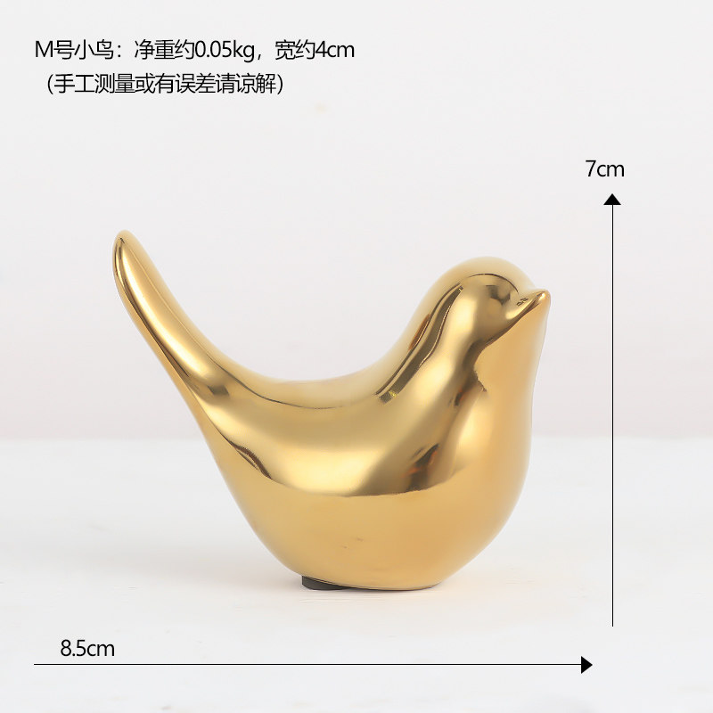 小众高货电镀银色小鸟陶瓷网红桌面摆件轻奢高档酒柜茶几迷你小装