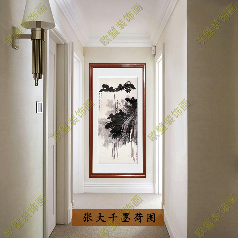 推荐九鱼图风水招财玄关装饰画竖版过道走廊挂画新中式墙壁画客厅