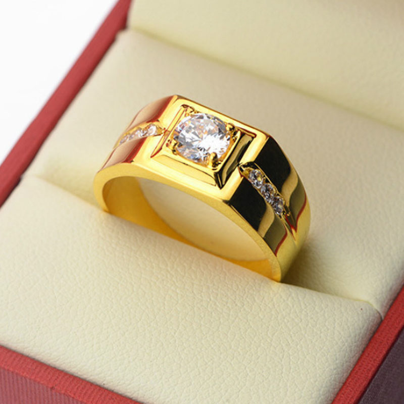 极速Luxury Gold Color Ring Zircon Ring Classic nd Men's Banq