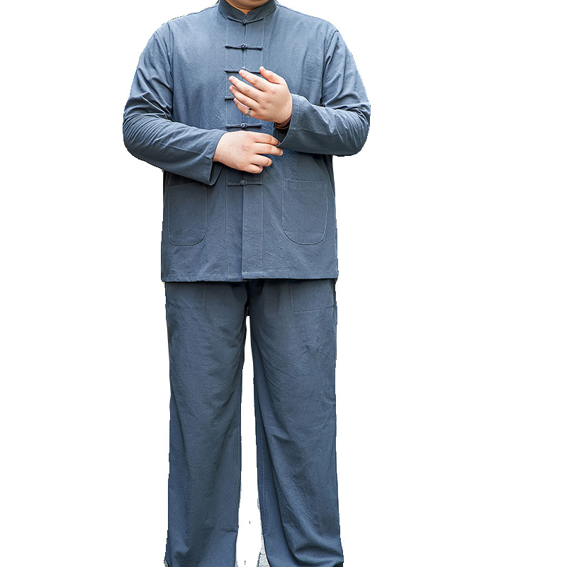 大码唐装男加肥加大胖哥长袖套装中国风男装中山装中式汉服春秋