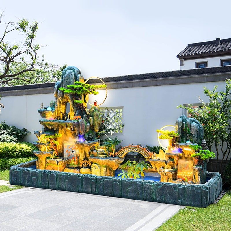 别墅庭院假山流水摆件户外小院装饰造景阳台花园循环水景喷泉鱼池,家居饰品,落地摆件,淘宝优惠券,粉丝福利购,淘宝优惠卷