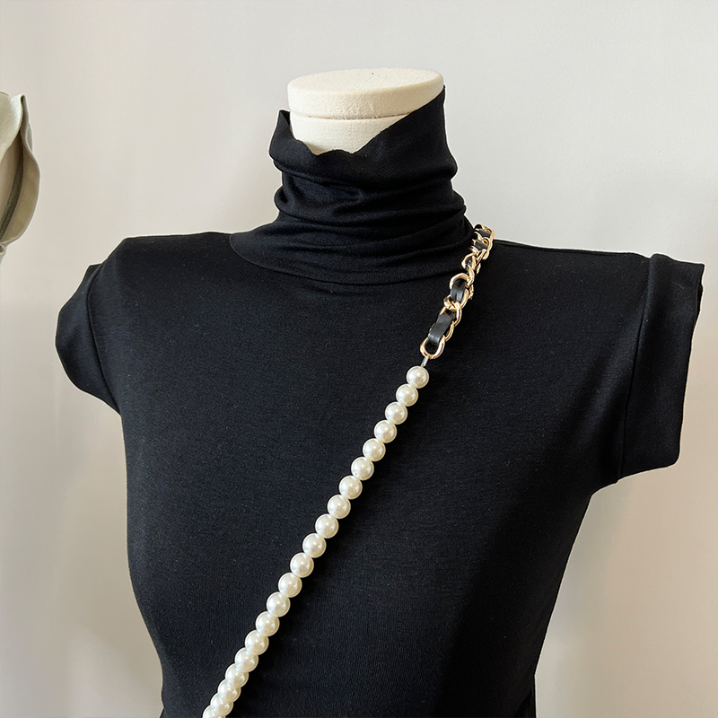 短袖t恤女堆堆高领打底衫夏季2023新款高级感无袖上衣纯色T恤女