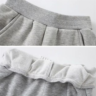 儿童裤子男童女童春款纯棉休闲裤宝宝一体薄绒卫裤秋冬黑色运动裤