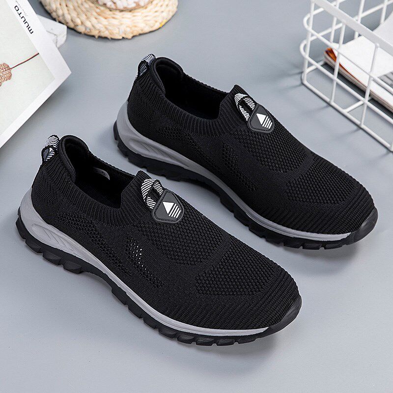 足京康老人鞋男夏季透气一脚蹬运动鞋老年健步鞋s软底防滑爸爸鞋