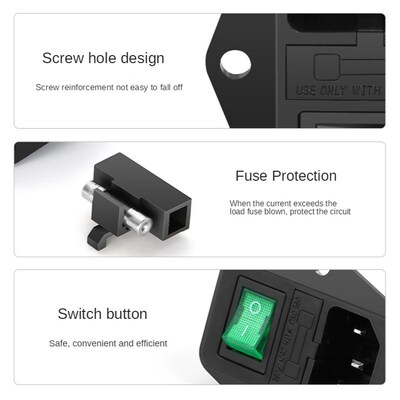 10A 250V Inlet Module Plug Rocker Switch Male Power Socket 3