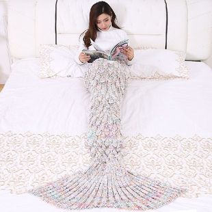 Blanket Sleep Crochet Mermaid Tail Knitted Handmade 极速Soft