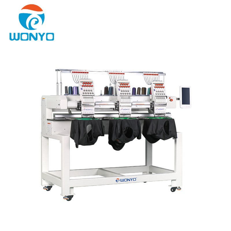 三头15针全自动电脑绣花机成衣帽子平绣高速全自动绣花设备