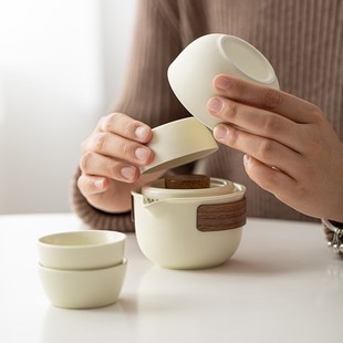 旅行茶具套装 便携式 快客杯一壶四杯户外泡茶陶瓷茶杯功夫盖碗茶壶