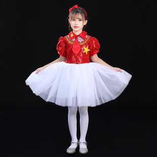 六一儿童演出服中国m梦演讲朗诵礼服主持蓬蓬纱裙幼儿园节目跳舞