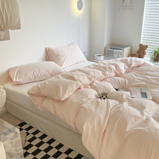 全棉简约纯色被套单件保暖150200双人200230床上被罩220240