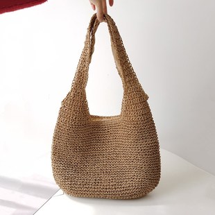夏季单肩大容量草包海边度假沙滩包草编手提包手工编织包包女森系