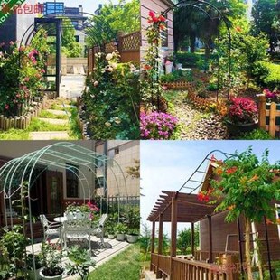 紫藤绿萝葡萄 饰户外花园月季 爬藤架子拱门形支架铁艺花架庭院装