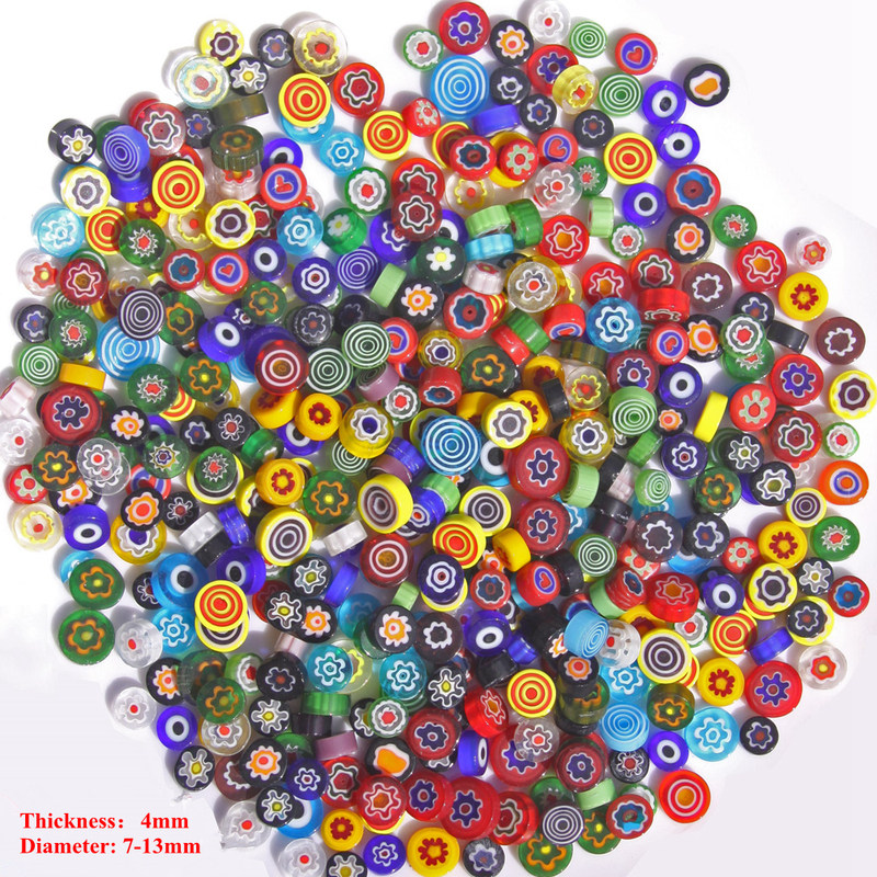 热销25g/28pcs Mixed Color Handmade Millefiori Glass Beads Fl