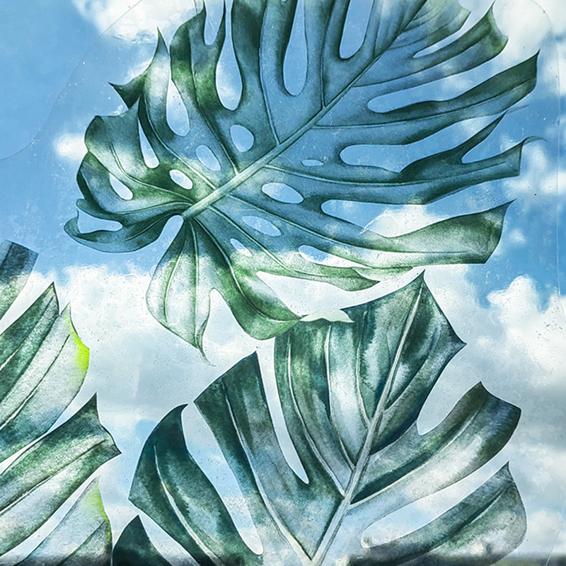 《花夏如海》热带氛围窗花纸玻璃贴家用玻璃门贴纸静电窗贴装饰贴