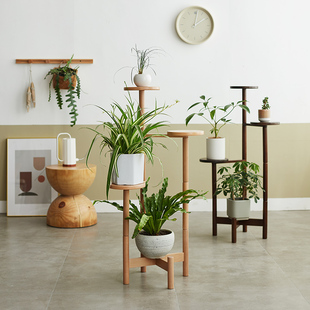 阳台花架子置物架室内客厅落地式 多层绿萝花卉盆景摆件实木花盆架