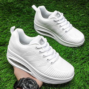 中国梦之队新款白色摇摇鞋健身运动鞋女百搭透气休闲气垫佳操女鞋