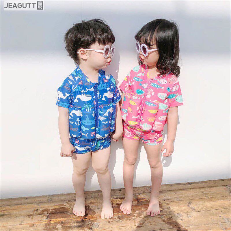 儿童浮力泳衣女男童泳衣2024新款男孩小童连体速干自带浮力游泳衣