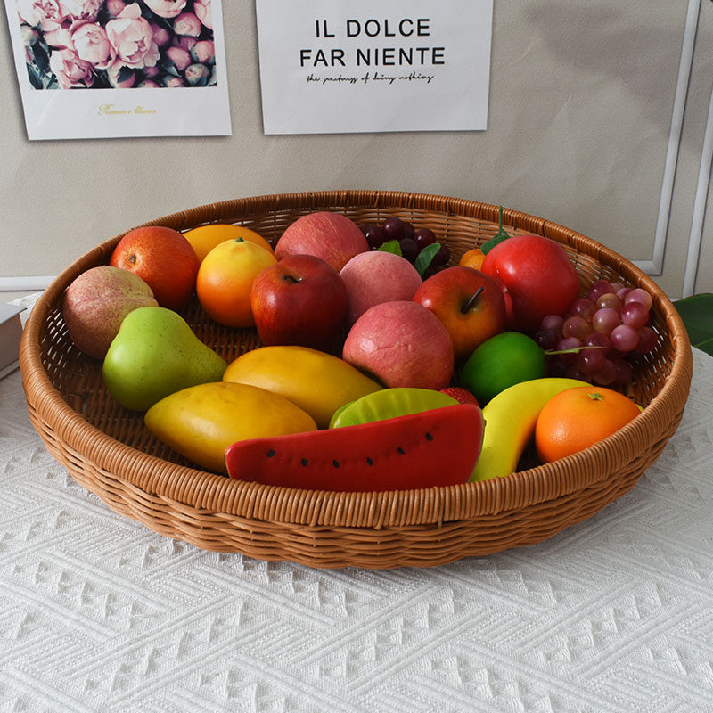 仿藤手工编织收纳筐家用洗菜篮水果篮子整理托盘仿圆形簸箕晾晒筐,收纳整理,收纳筐,淘宝优惠券,粉丝福利购,淘宝优惠卷