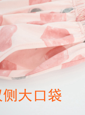 针织纯棉睡裤女春夏薄款全棉家居裤收腿大码加肥弹力卡通可爱兔C