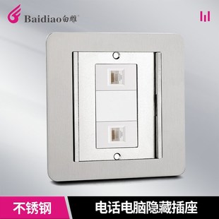 地板地面插座电源双开门地插不锈钢H地插座家用五孔网络HDM 隐藏式