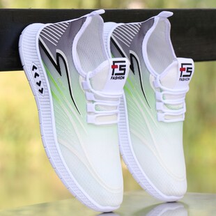 夏季男鞋超轻便冰丝薄款透气网面休闲运动鞋潮流百搭一脚蹬软底鞋